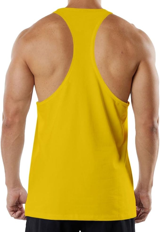 Mens Muscle Y-Back Tank Yellow/Black