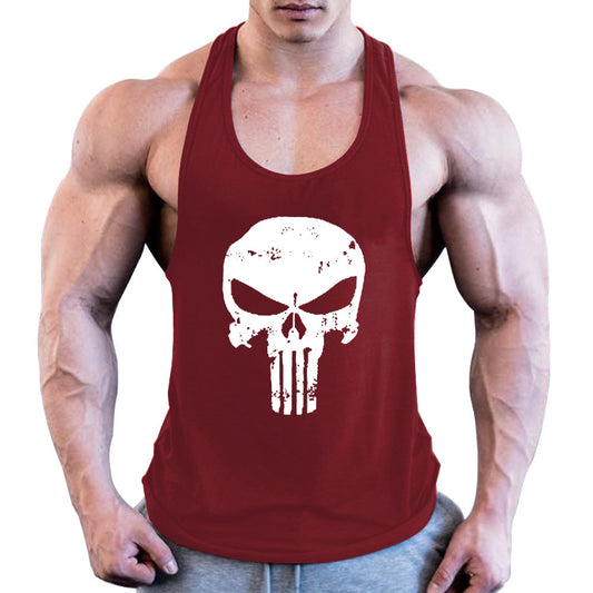 Mens Muscle Y-Back Tank Dark Red/White