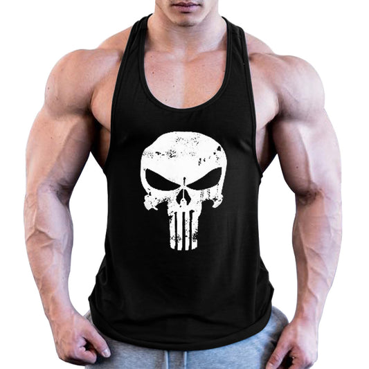 Mens Muscle Y-Back Tank Black/White