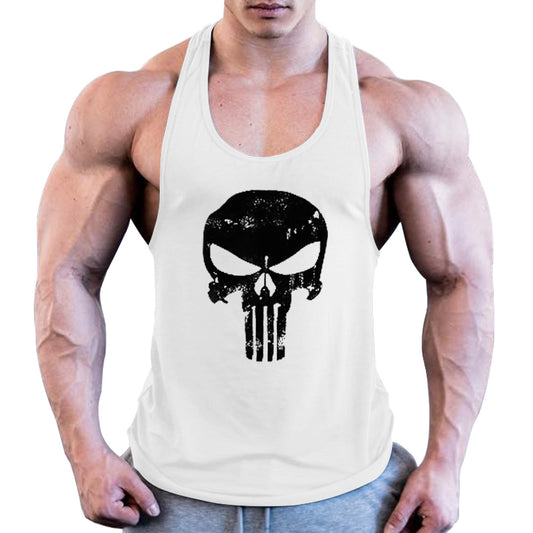 Mens Muscle Y-Back Tank White/Black